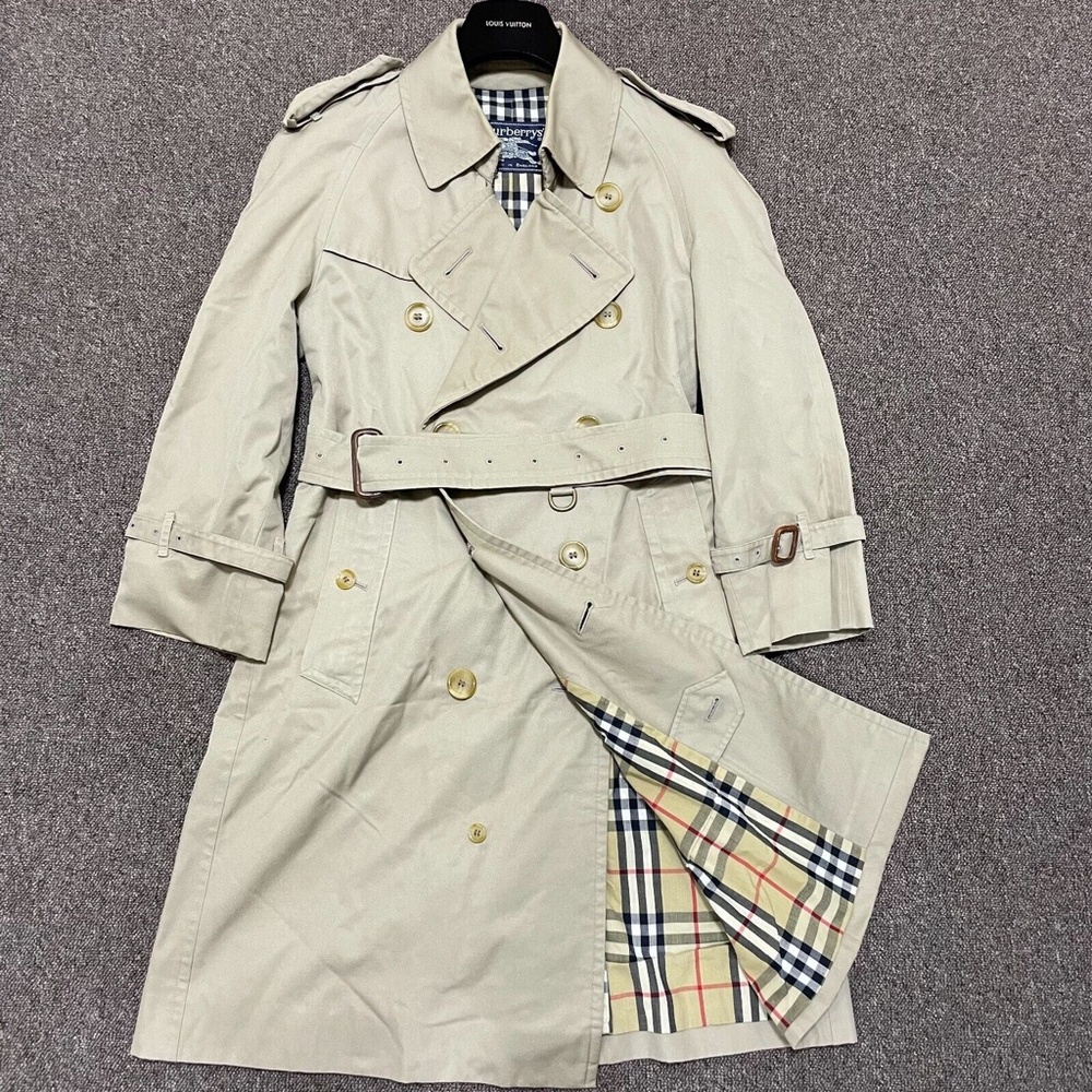 Burberry Long Trench Coat Beige Men's US XXS 2XS Auth - Read Measurements